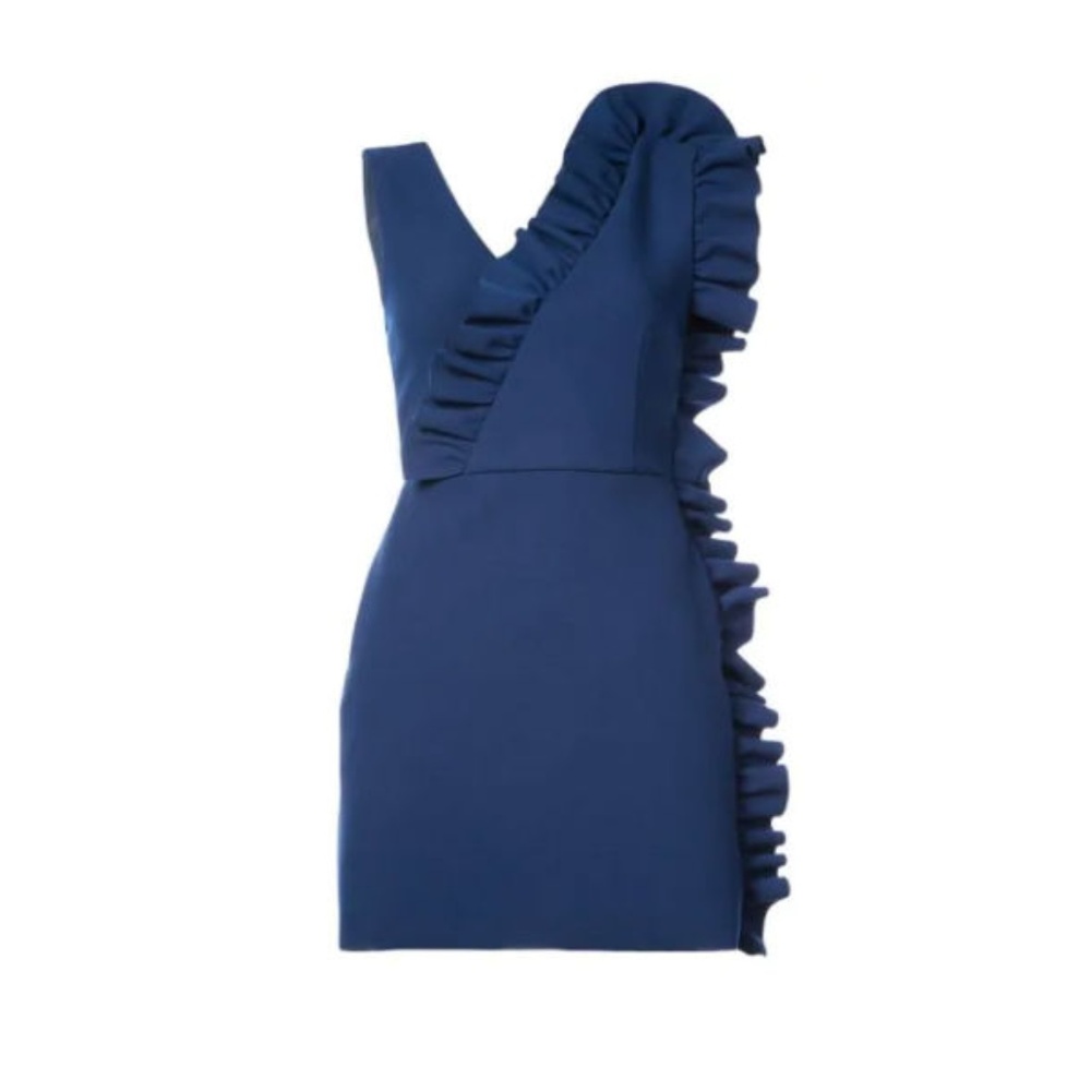 MSGM fitted sleeveless v neck ruffle dress mini